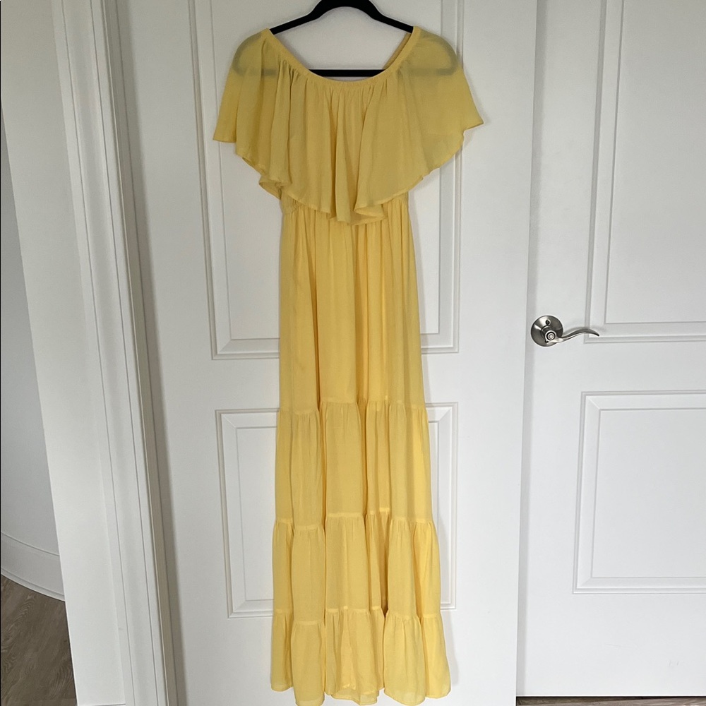Venus Yellow Off-Shoulder Maxi Dress